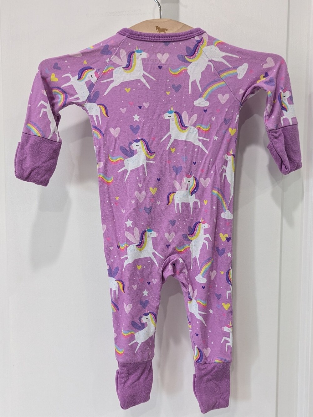 Little Sleepies Baby Zippy Pajamas Sienna's Unicorns Rainbow Purple Girl Newborn - Picture 3 of 7